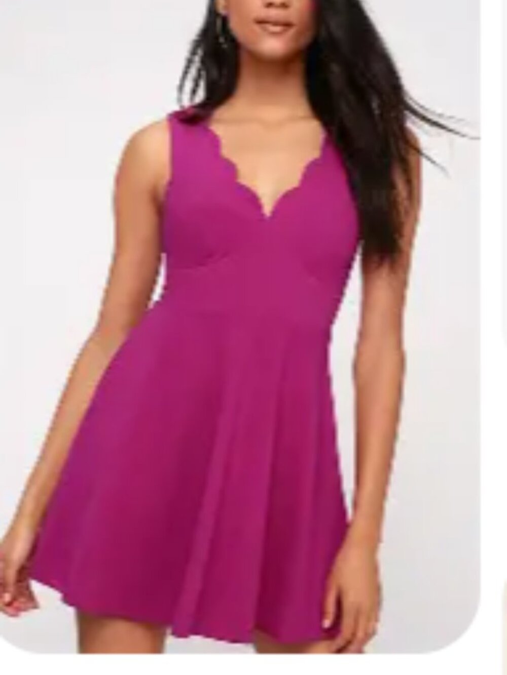 New Lulus WON AND ONLY Magenta Scalloped Neckline Sleeveless Skater Dress XL